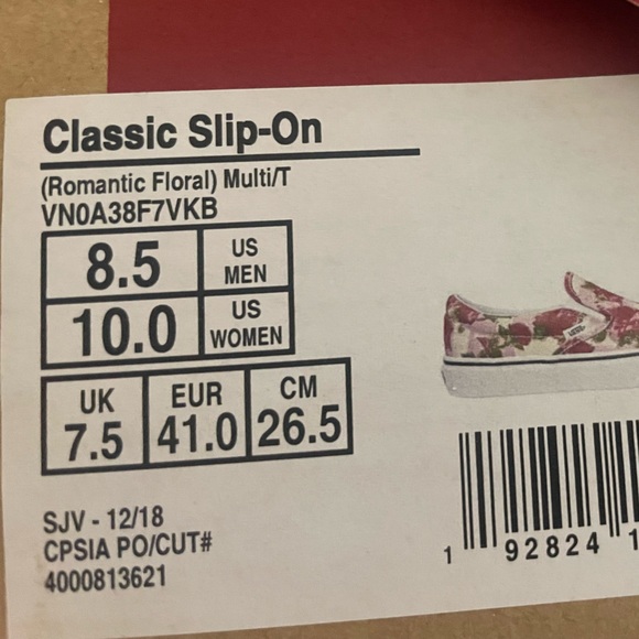 NWT Vans Romantic Floral Slip Ons Men sz 8.5/Women sz 10 with box. - Picture 7 of 14